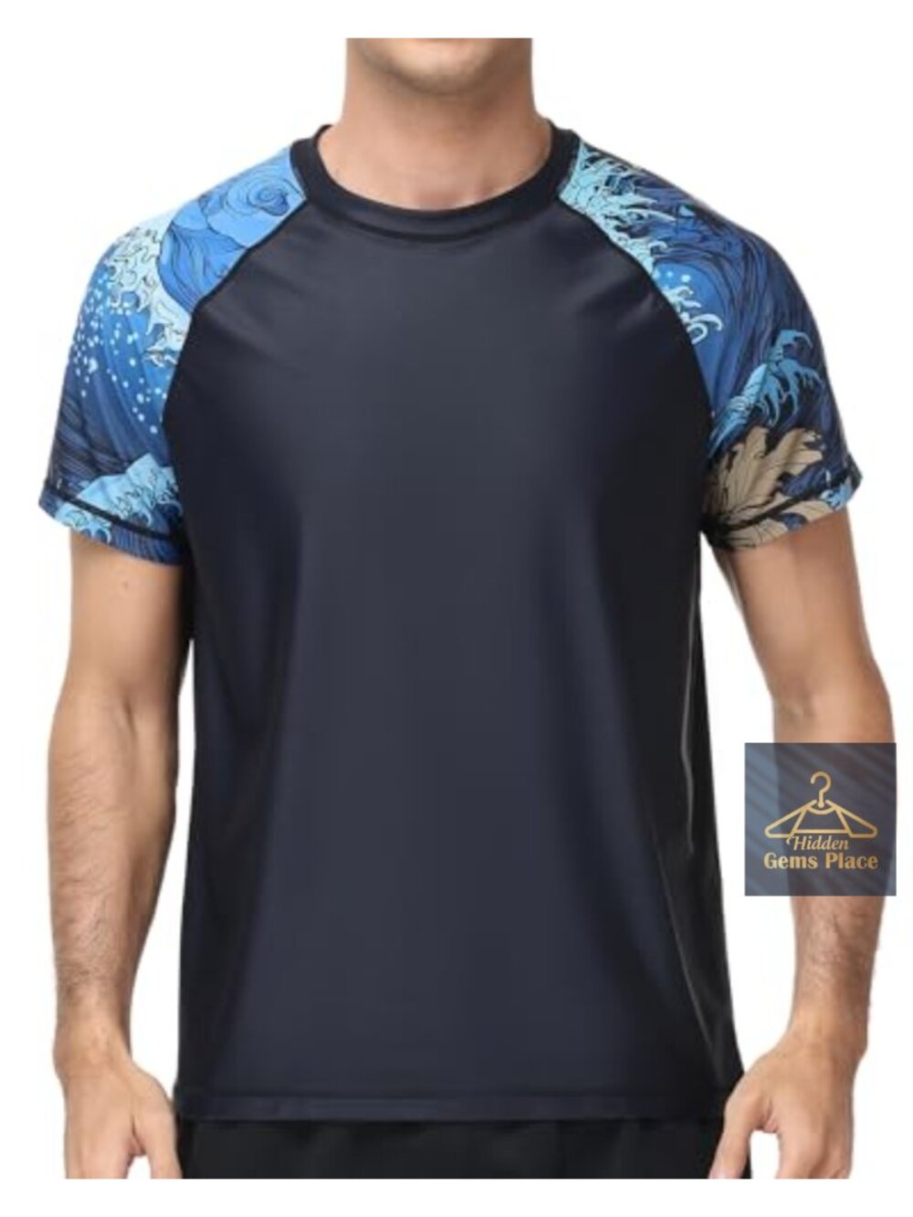 Men's UPF 50+ Rash Guard Short Sleeve UV Protection Swim Shirt